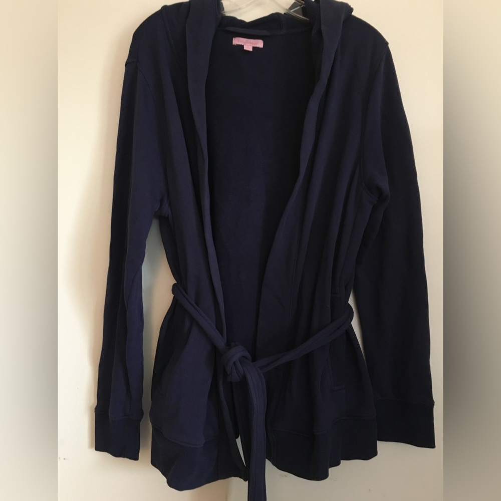 EUC Lilly Pulitzer Ferry Terry navy open hoodie Medium